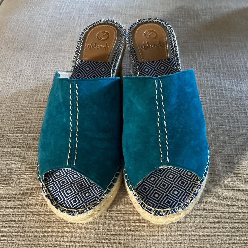 Vidorreta Turquoise Blue Suede Espradrille Wedges - Size EU 40/US 9 - Worn once
